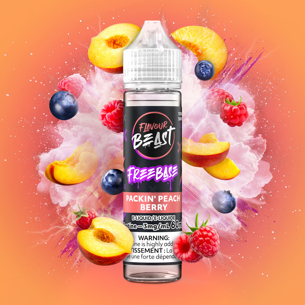 FLAVOUR BEAST 3MG PACKIN' PEACH BERRY 60ML