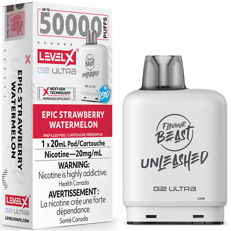 LEVEL X G2 ULTRA UNLEASHED 50K 20MG EPIC STRAWBERRY WATERMELON ICED