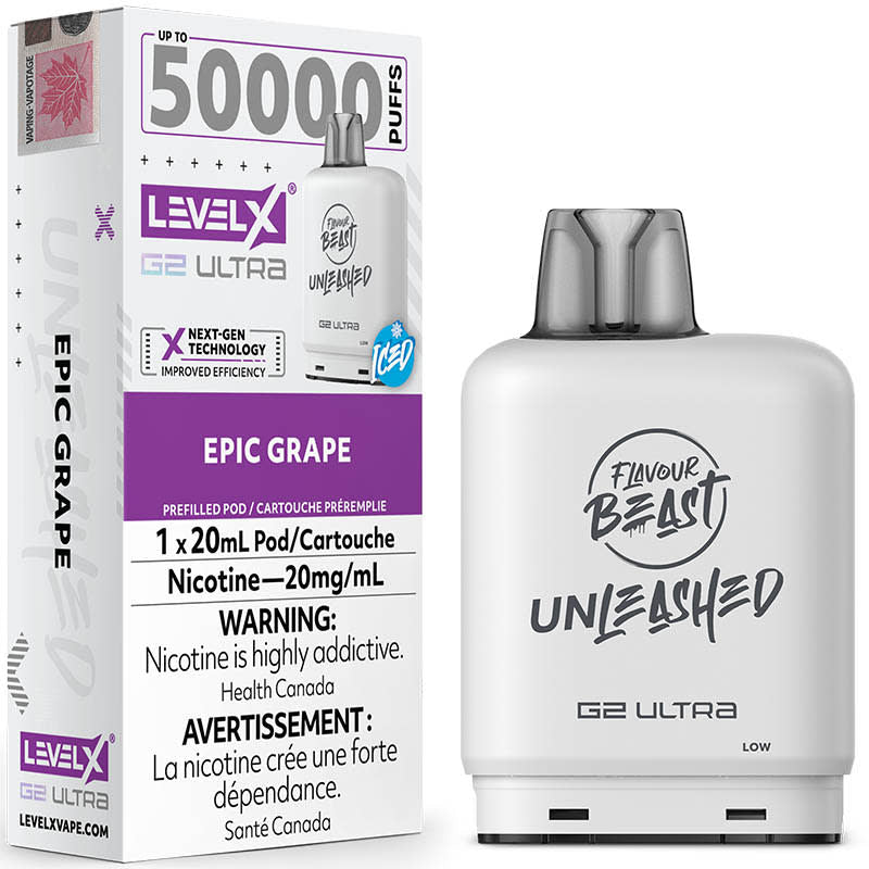 LEVEL X G2 ULTRA UNLEASHED 50K 20MG EPIC GRAPE ICED