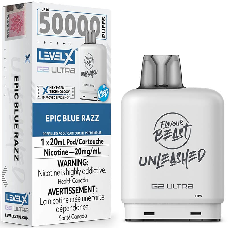 LEVEL X G2 ULTRA UNLEASHED 50K 20MG EPIC BLUE RAZZ  ICED