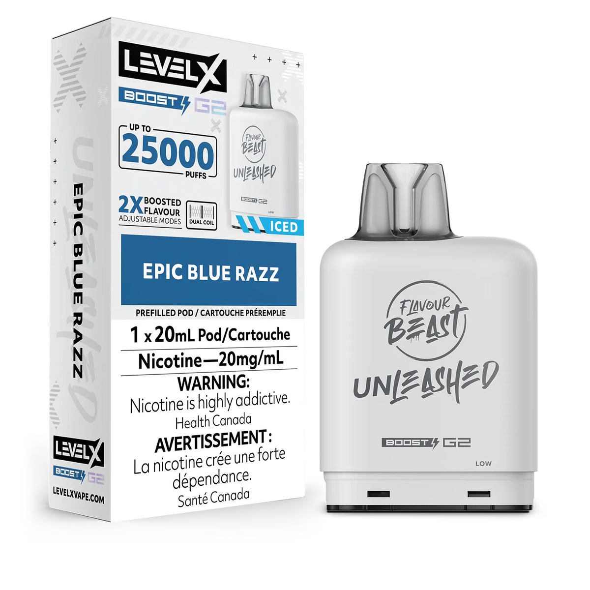 LEVEL X BOOST G2 UNLEASHED EPIC BLUE RAZZ ICE 25K 20MG