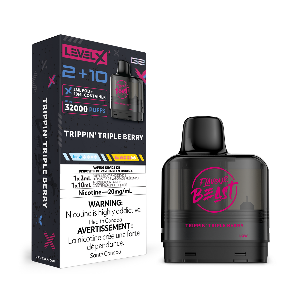 LEVEL X G2 32K 2+10ML TRIPPIN’ TRIPLE BERRY 20MG