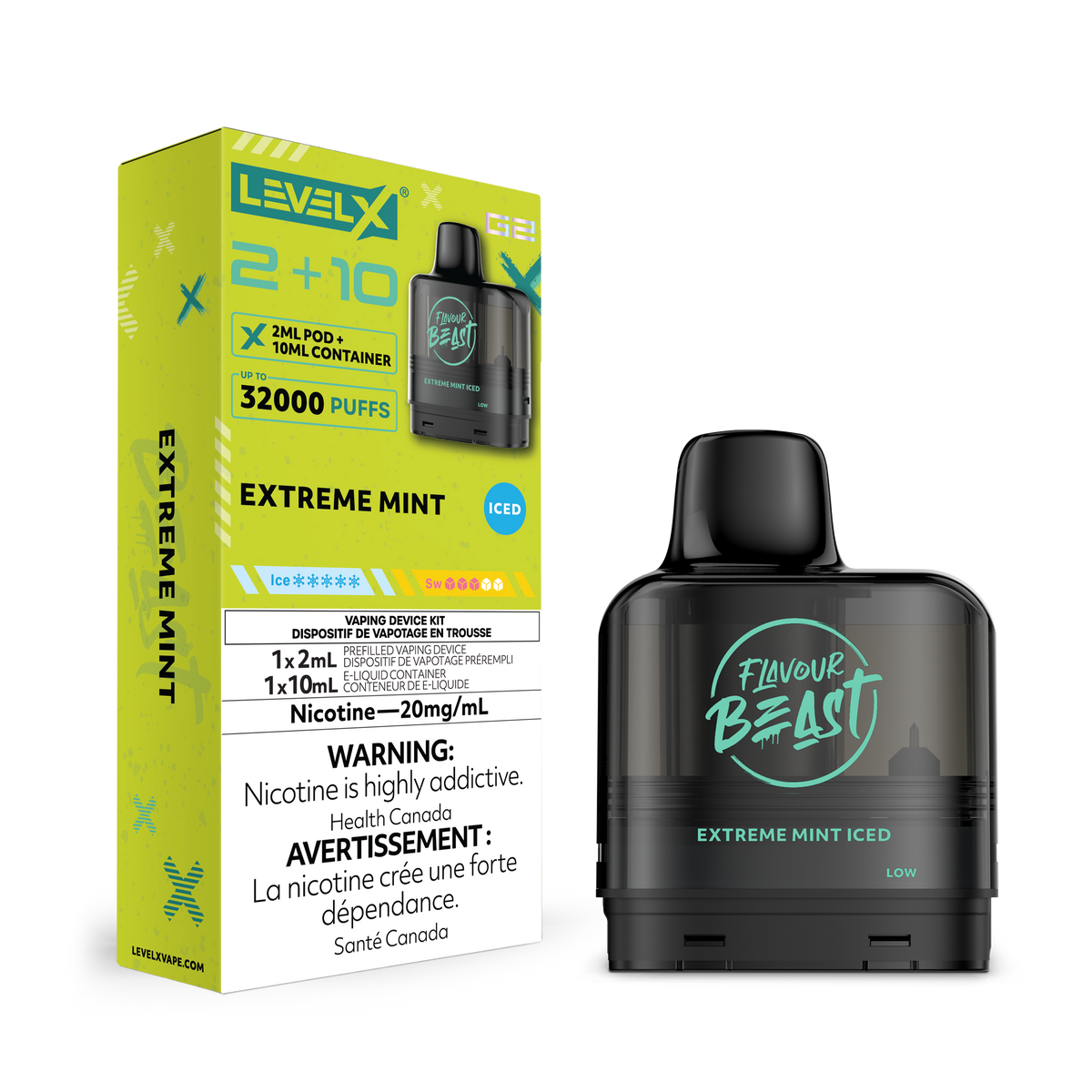 LEVEL X G2 32K 2+10ML EXTREME MINT ICED 20MG