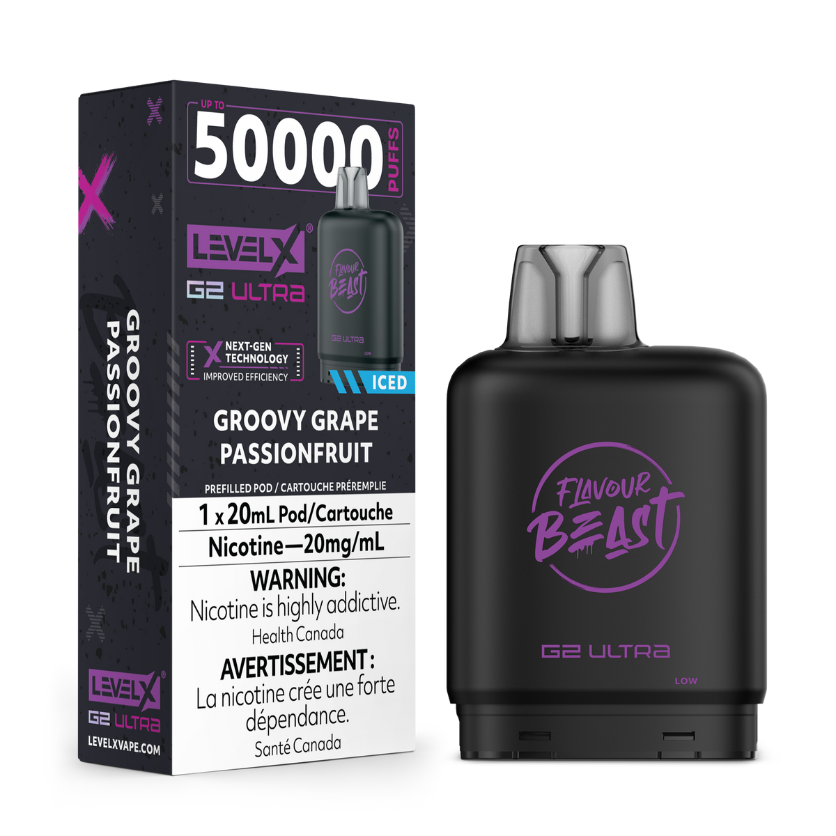 LEVEL X G2 ULTRA 50K GROOVY GRAPE PASSIONFRUIT ICE 20MG