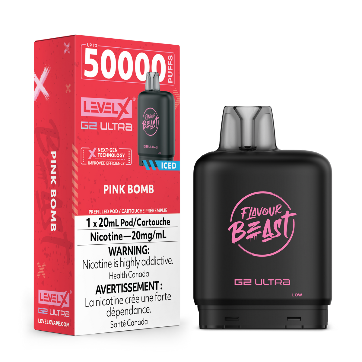 LEVEL X G2 ULTRA 50K PINK BOMB ICED 20MG