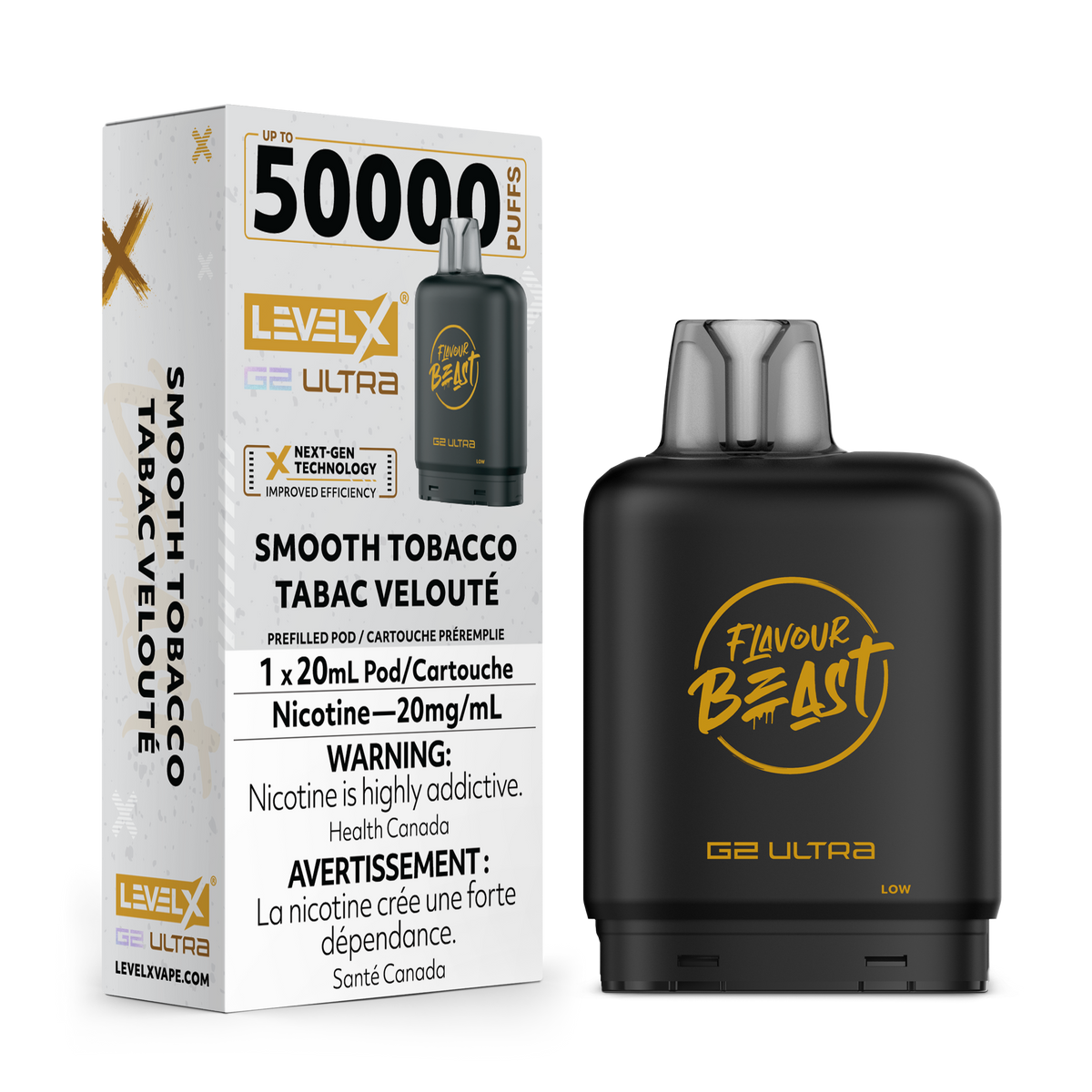 LEVEL X G2 ULTRA 50K SMOOTH TOBACCO 20MG