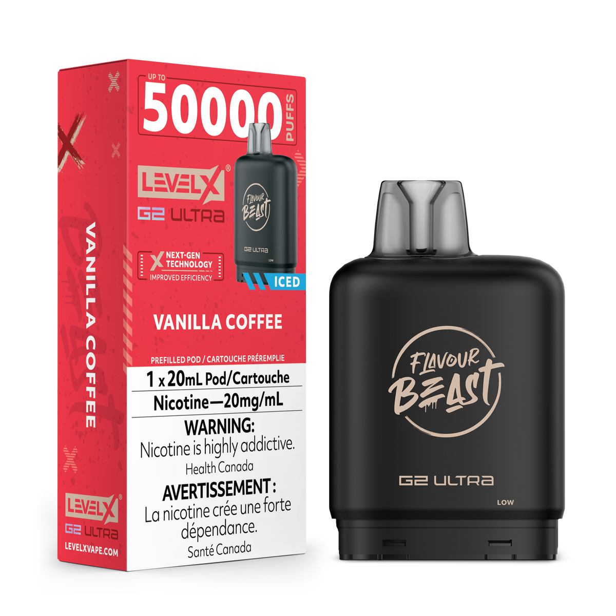 LEVEL X G2 ULTRA 50K VANILLA COFFEE ICED 20MG