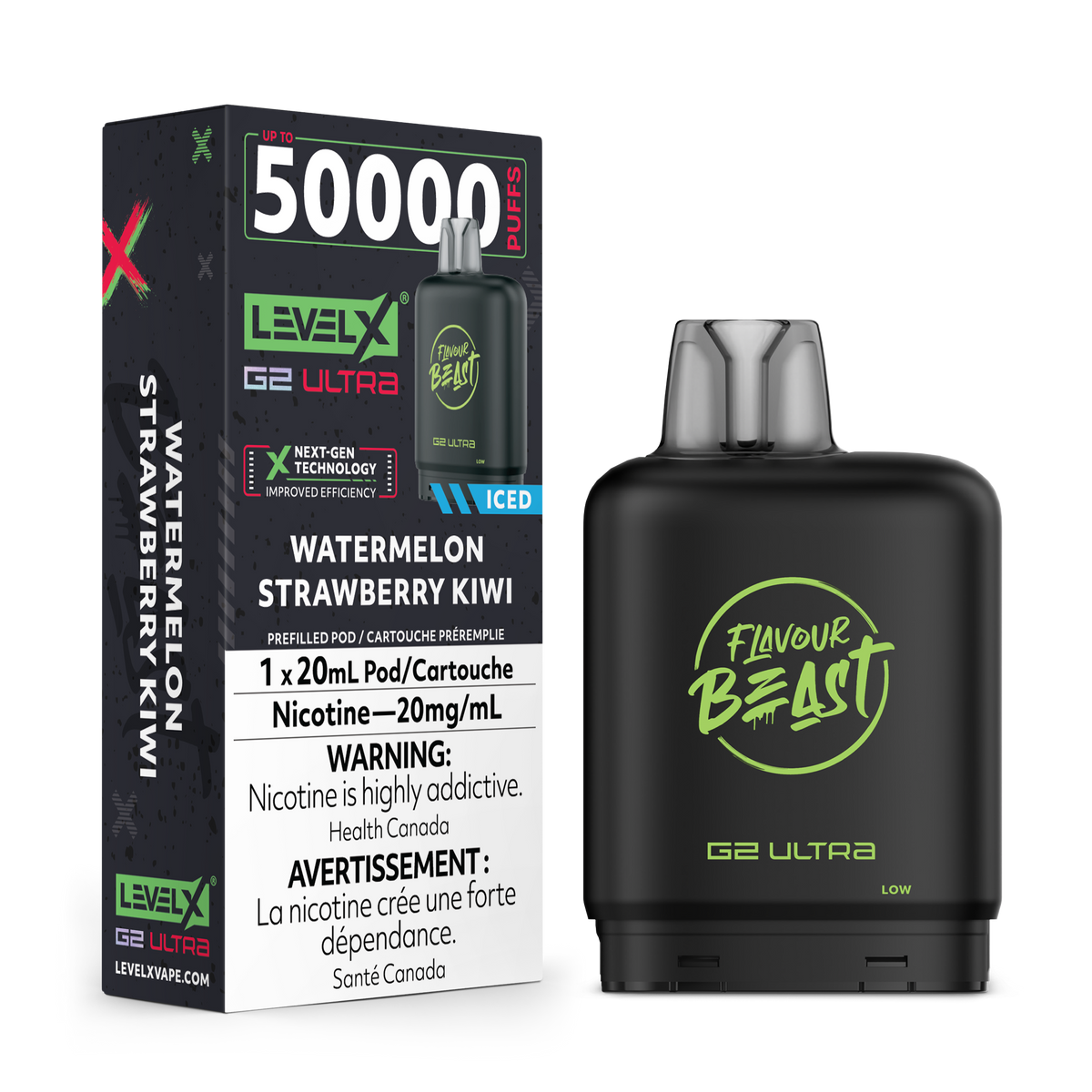 LEVEL X G2 ULTRA 50K WATERMELON STRAWBERRY KIWI ICED 20MG