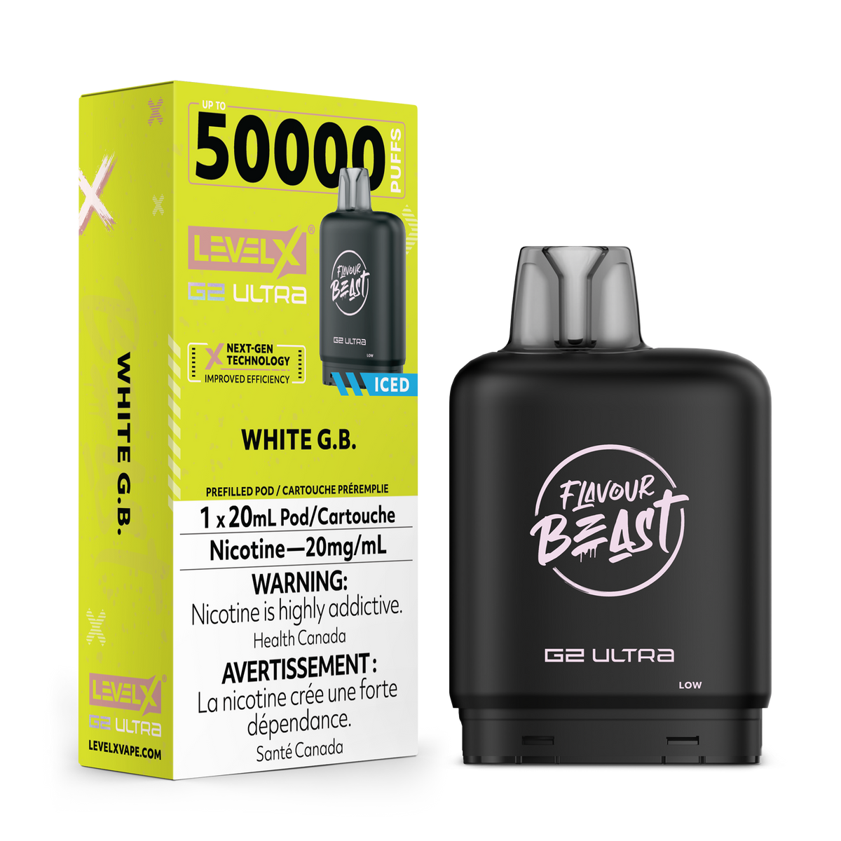 LEVEL X G2 ULTRA 50K WHITE G.B ICED 20MG