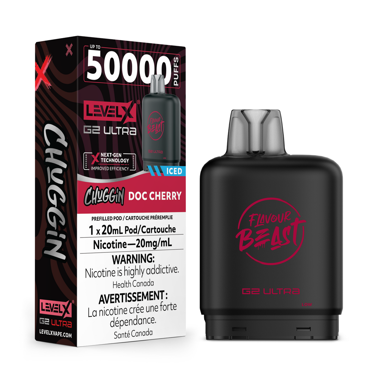 LEVEL X G2 ULTRA CHUGGIN 50K DOC FIZZ(DOC CHERRY)ICED 20MG