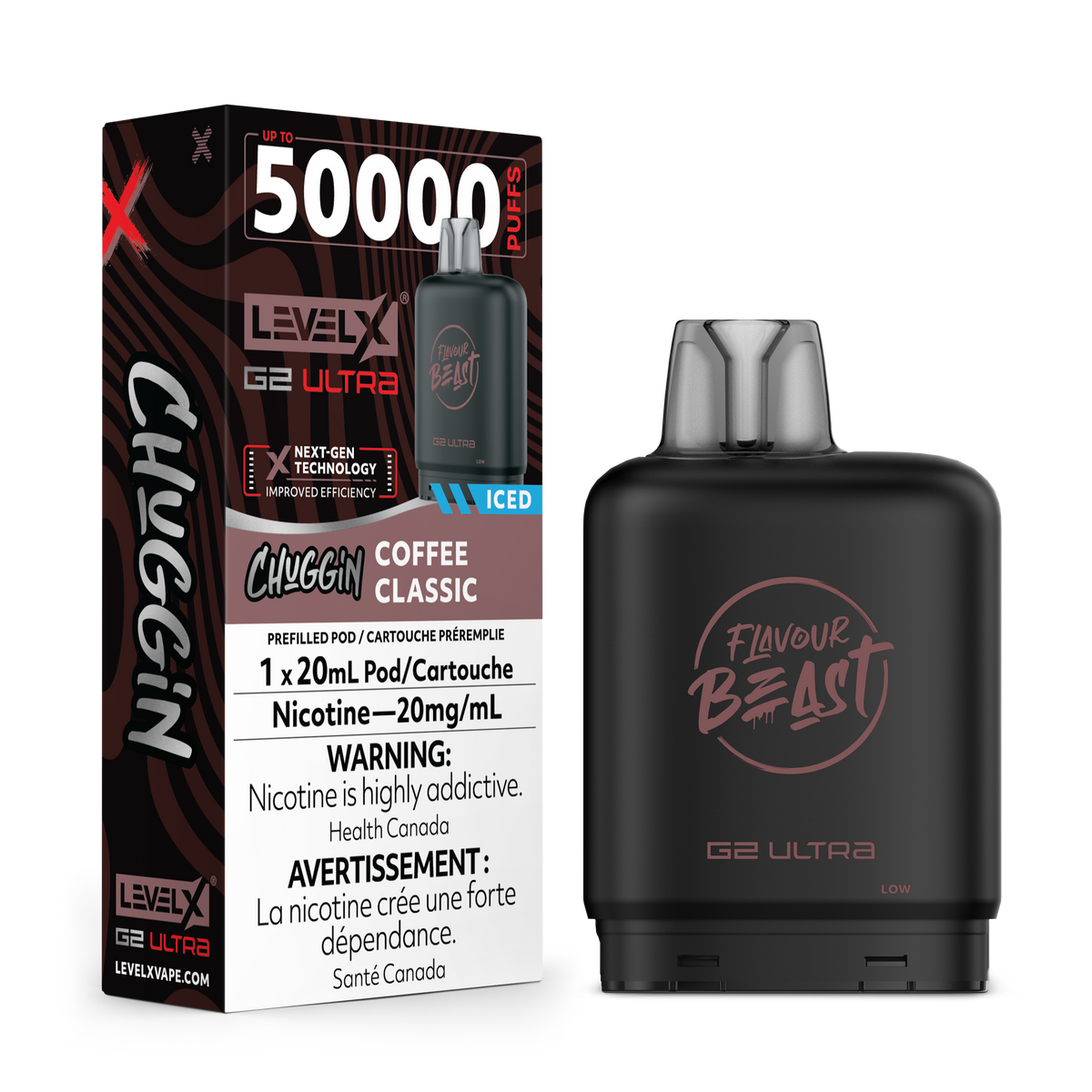 LEVEL X G2 ULTRA CHUGGIN 50K COFFEE CLASSIC ICED 20MG