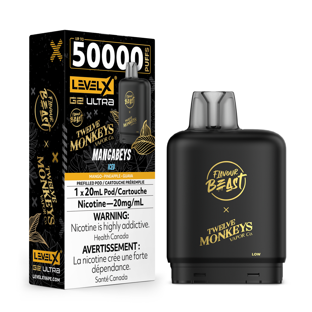 LEVEL X G2 ULTRA TWELVE MONKEYS 50K MANGABEYS ICED 20MG