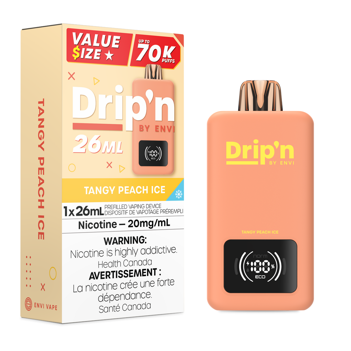 DRIP'N 70K(26ML) TANGY PEACH ICE 20MG