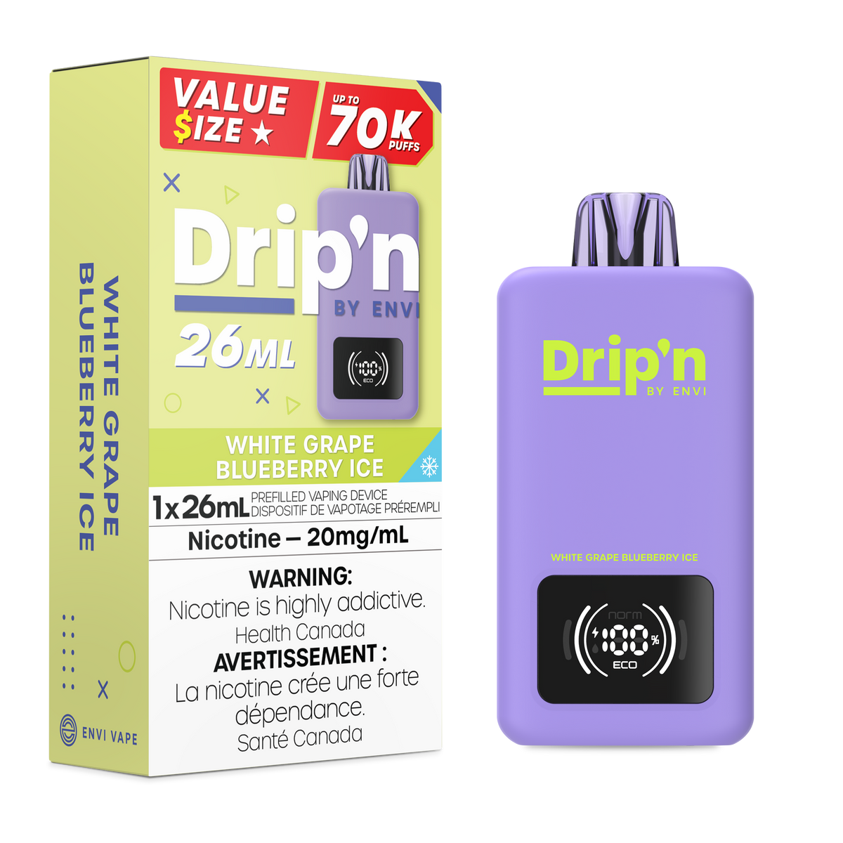 DRIP'N 70K(28ML) WHITE GRAPE BLUEBERRY ICE 20MG