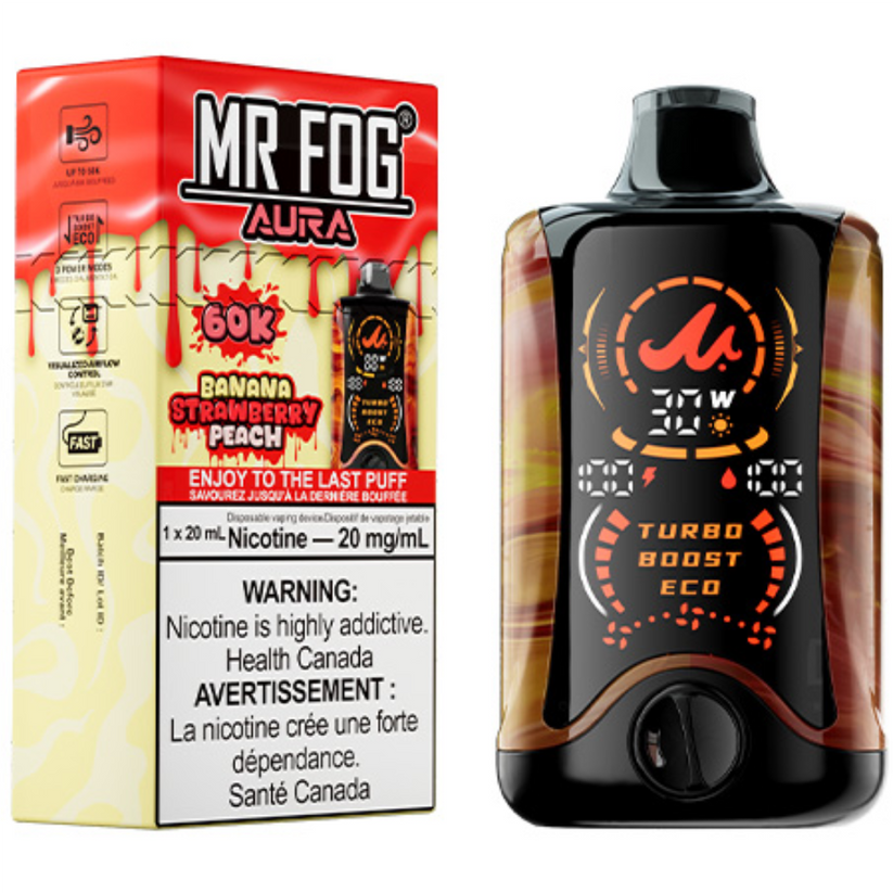 MR FOG AURA 60K BANANA STRAWBERRY PEACH 20MG