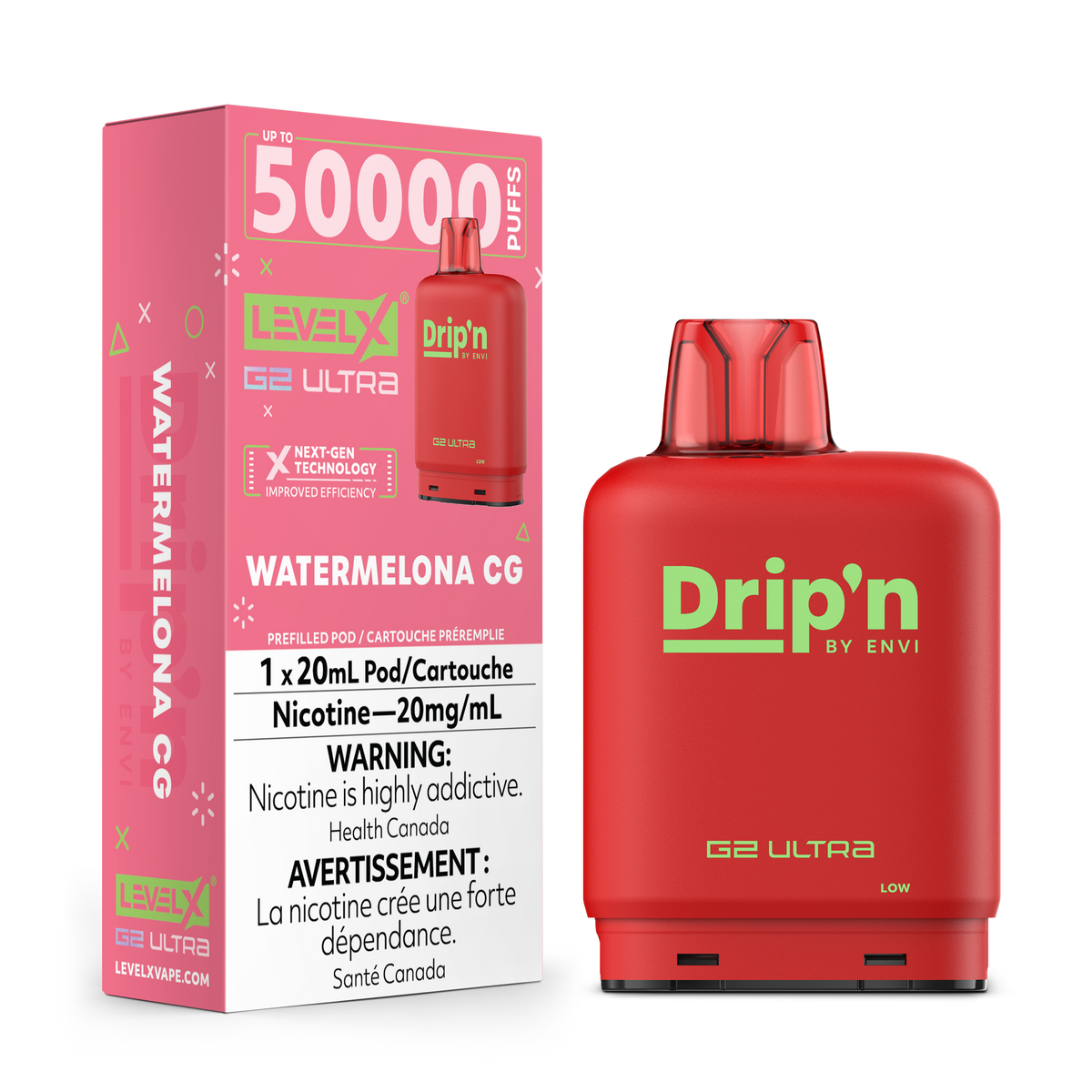 LEVEL X DRIP'N G2 ULTRA 50K WATERMELONA CG 20MG