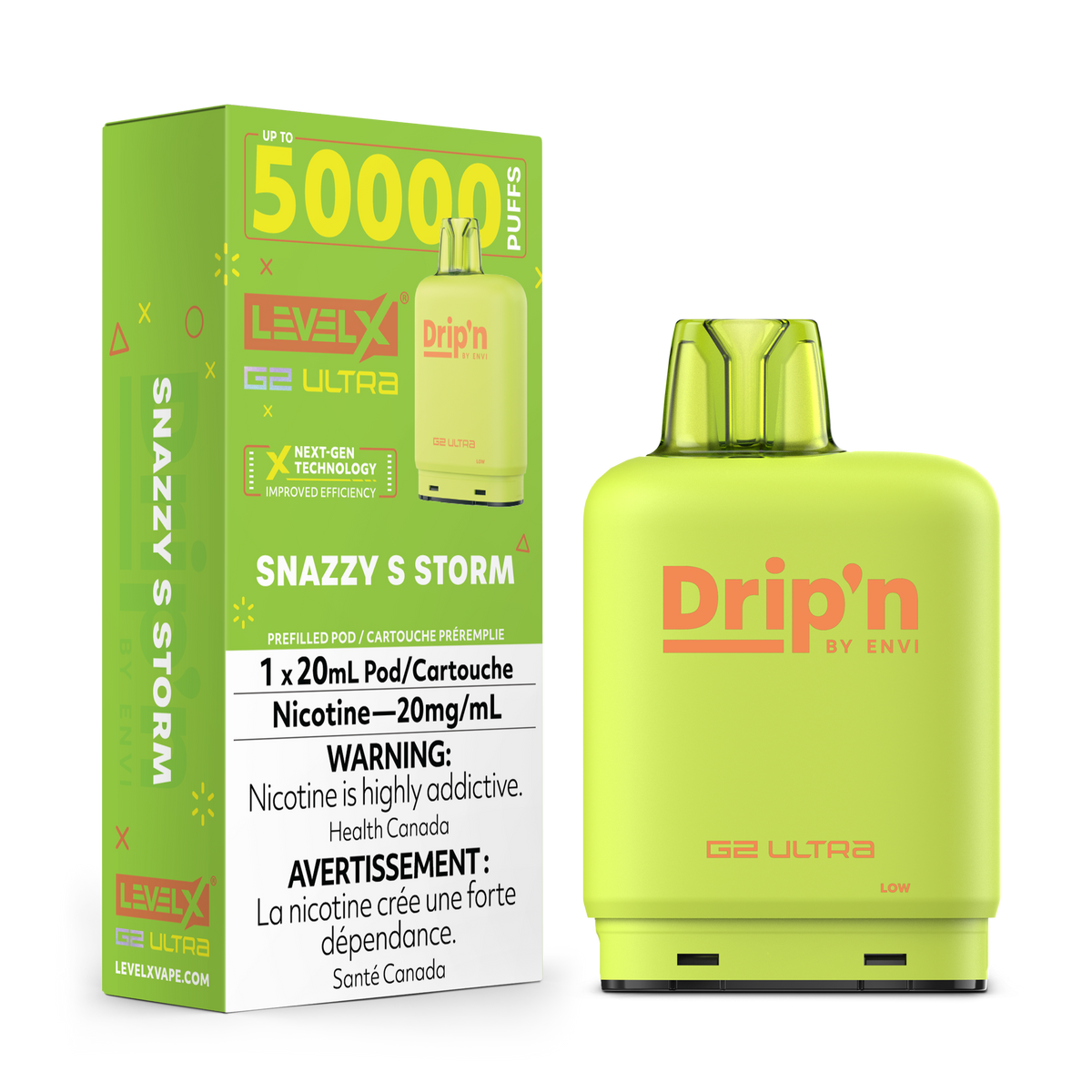 LEVEL X DRIP'N G2 ULTRA 50K SNAZZY S STORM 20MG