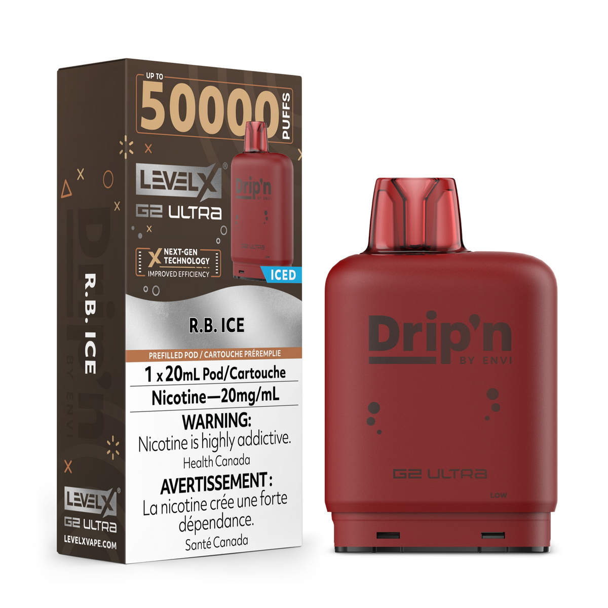 LEVEL X DRIP'N G2 ULTRA 50K R.B ICE 20MG