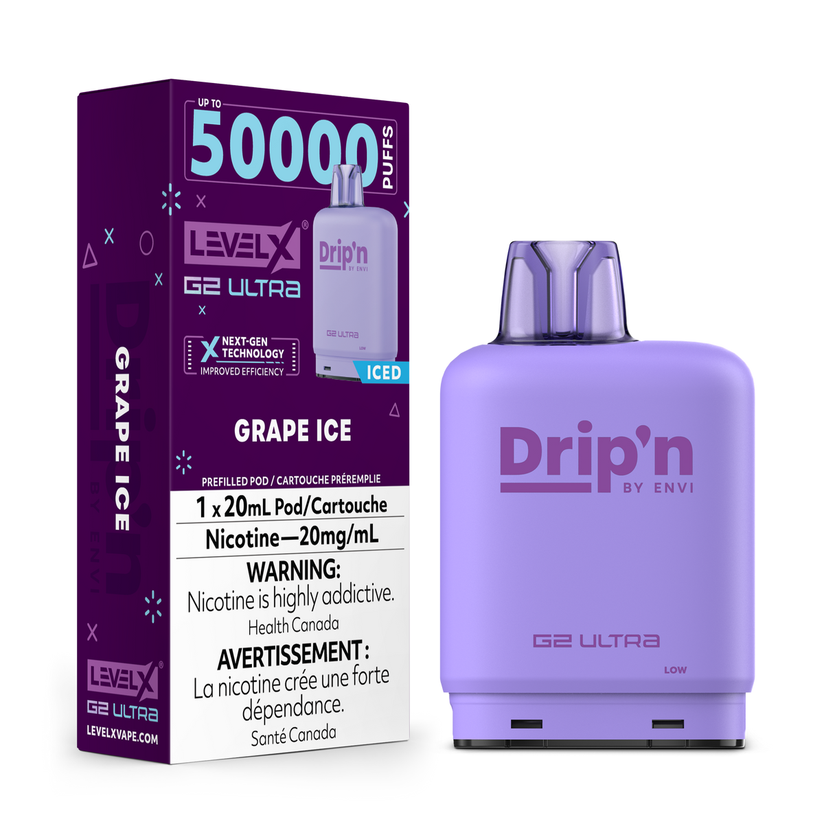 LEVEL X DRIP'N G2 ULTRA 50K GRAPE ICE 20K