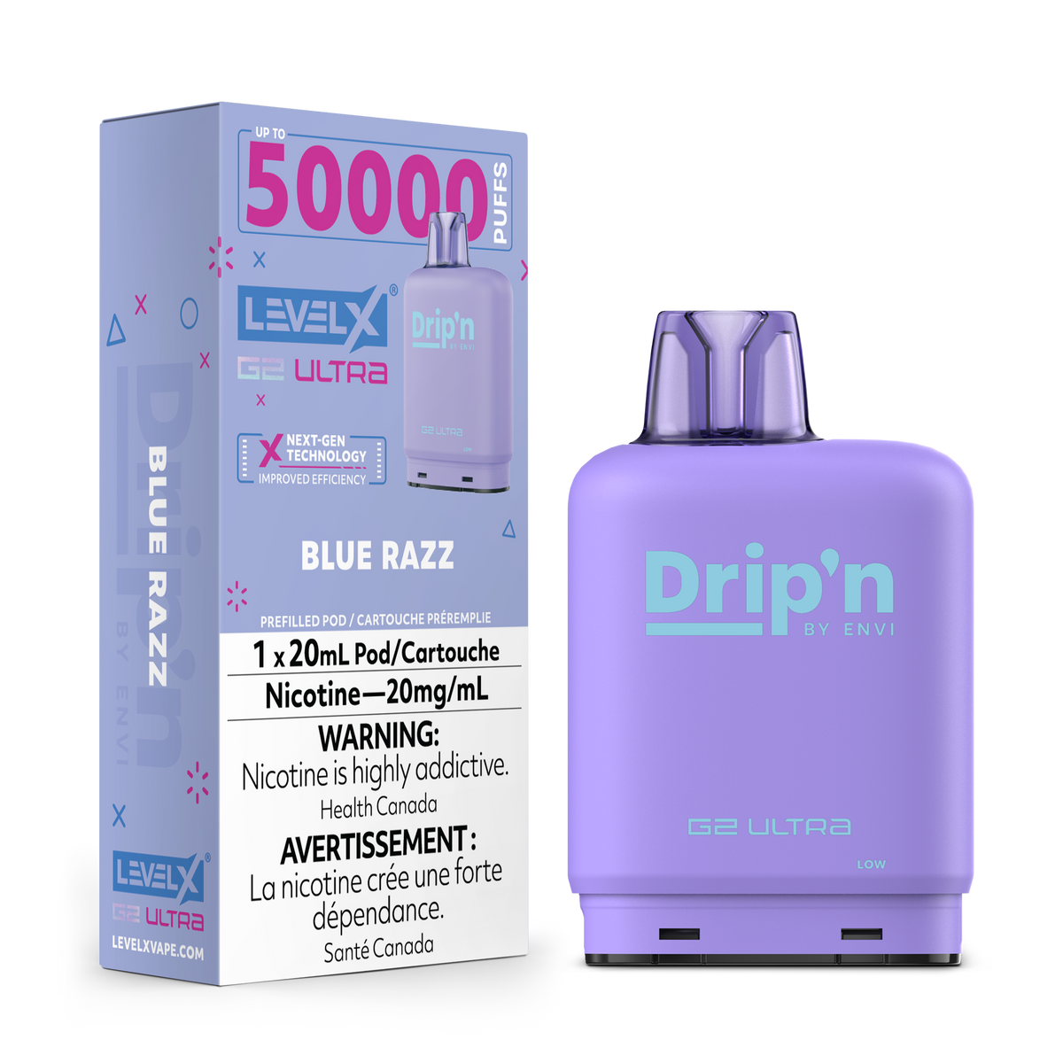 LEVEL X DRIP'N G2 ULTRA 50K BLUE RAZZ 20MG