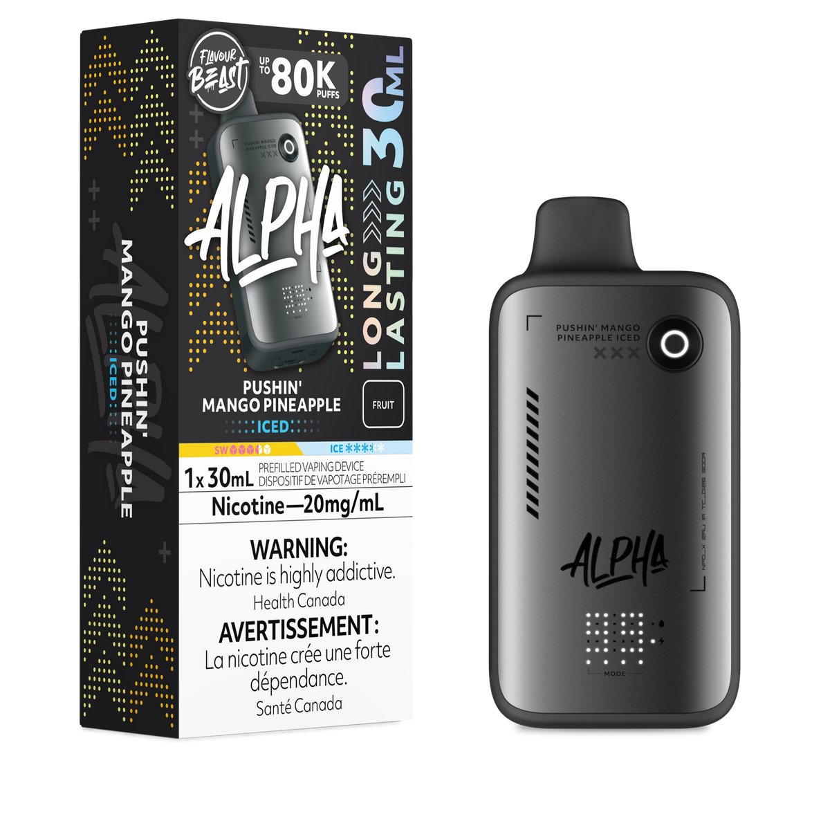 FLAVOUR BEAST ALPHA 80K PUSHIN' MANGO PINEAPPLE ICED 20MG