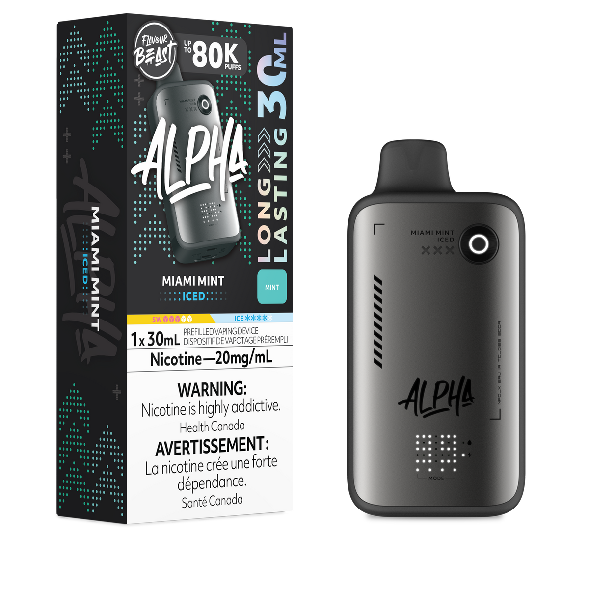 FLAVOUR BEAST ALPHA 80K MIAMI MINT ICE 20MG