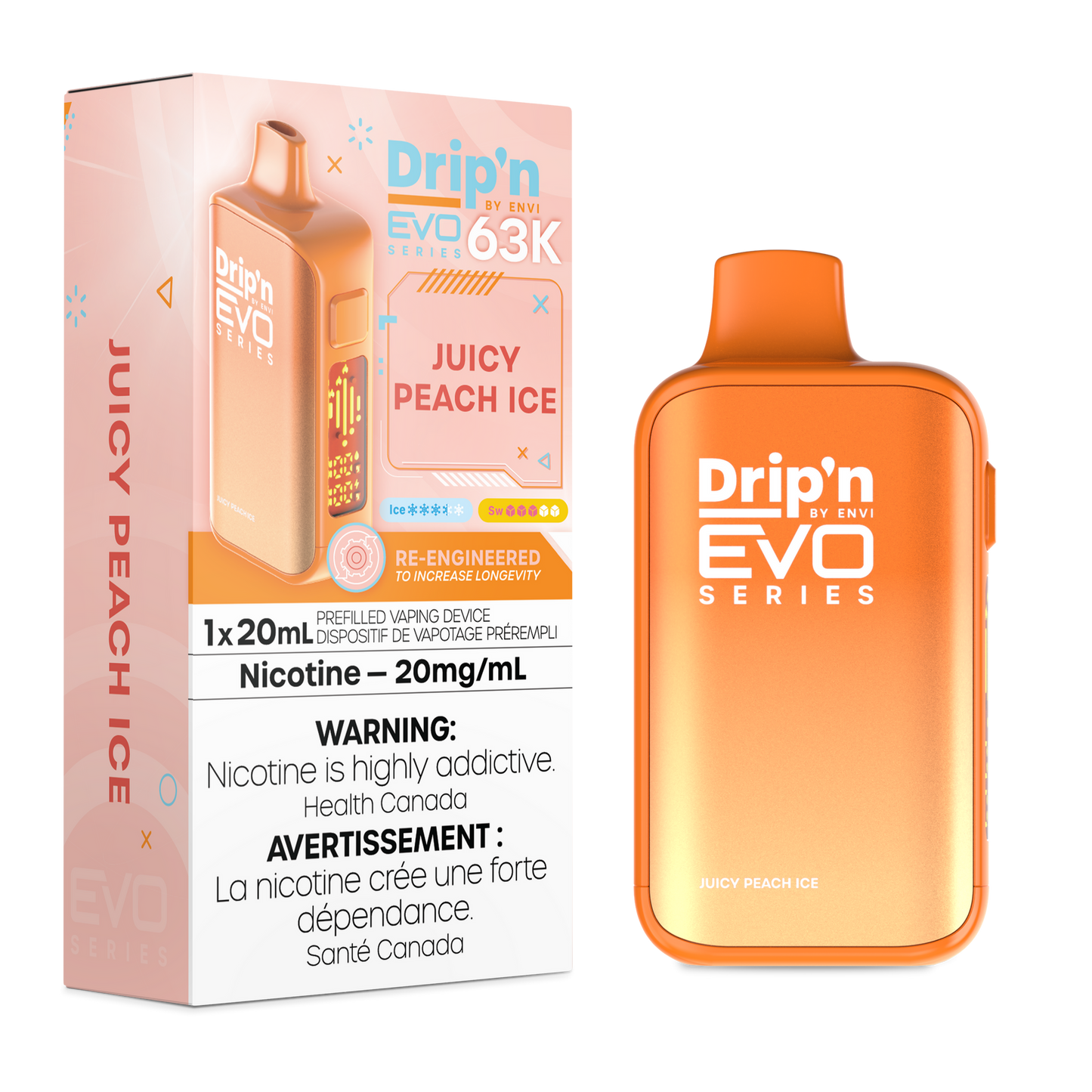 DRIP'N EVO 63K JUICY PEACH ICE 20MG