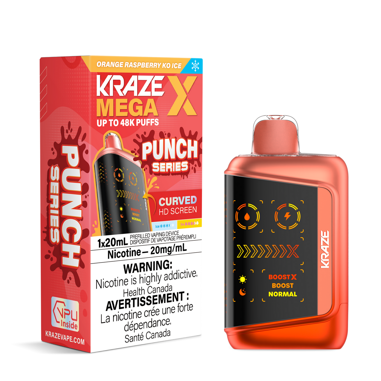 KRAZE MEGA X 48K ORANGE RASPBERRY KO ICE 20MG