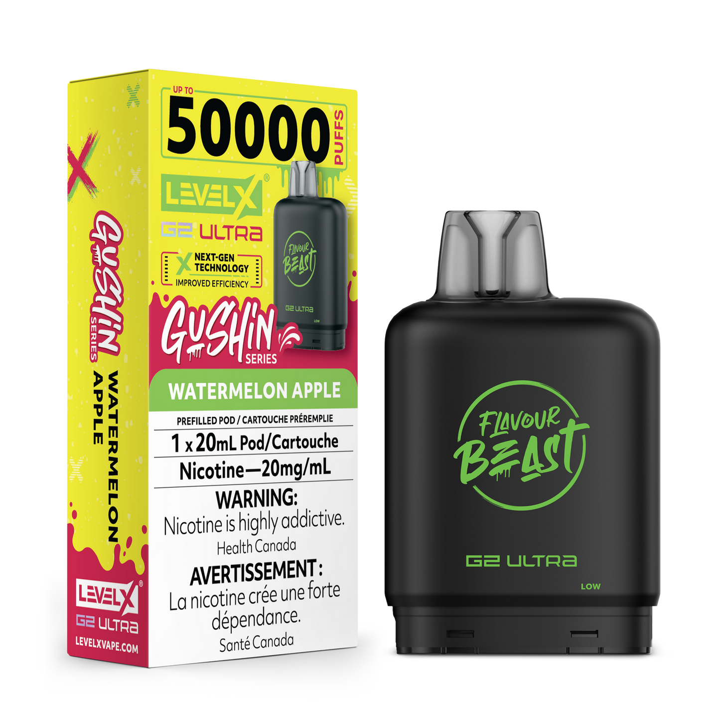LEVEL X G2 ULTRA 50K GUSHIN' WATERMELON APPLE 20MG