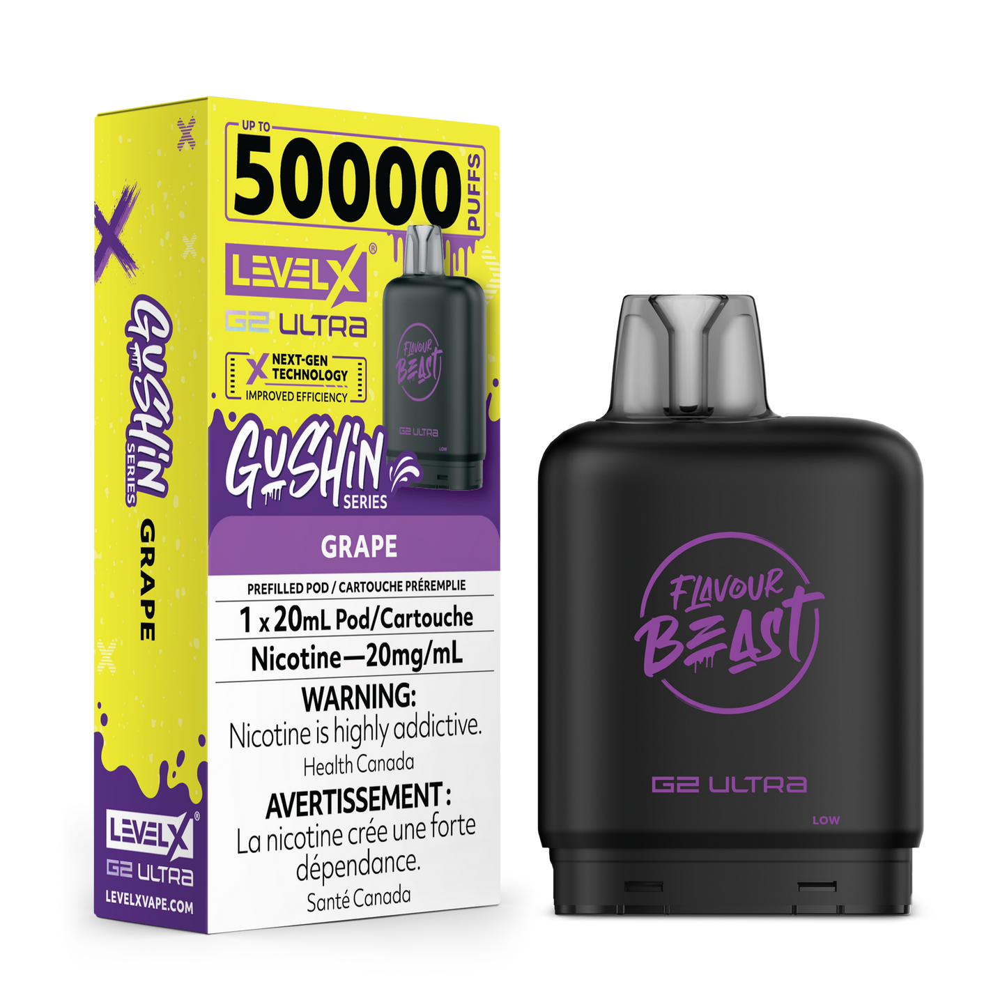 LEVEL X G2 ULTRA 50K GUSHIN' GRAPE 20MG