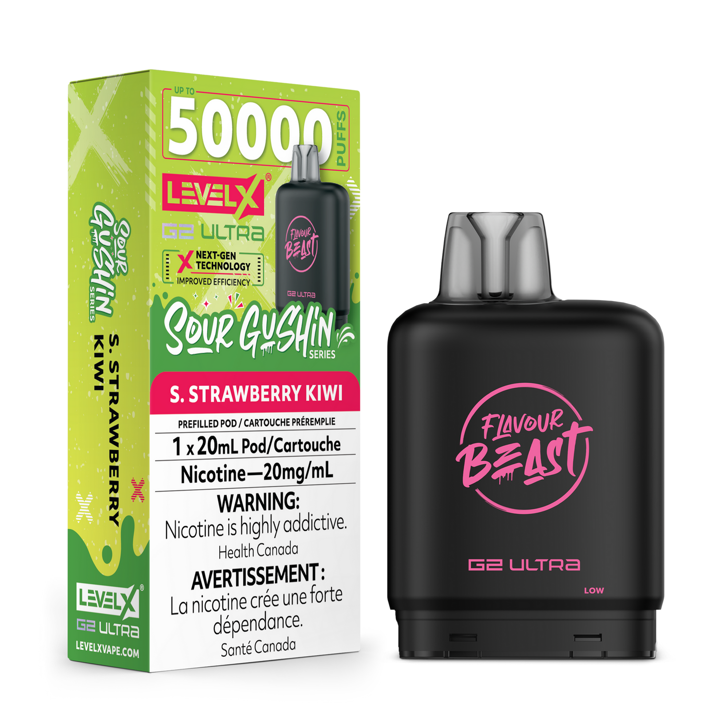 LEVEL X G2 ULTRA 50K SOUR GUSHIN' S. STRAWBERRY KIWI 20MG
