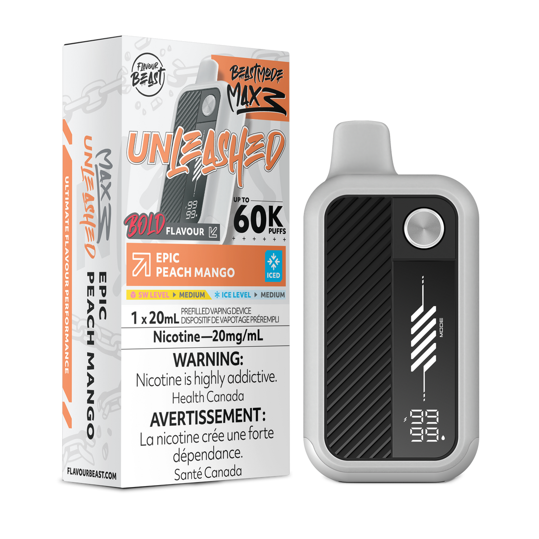 BEAST MODE MAX 3 UNLEASHED 60K EPIC PEACH MANGO ICED 20MG