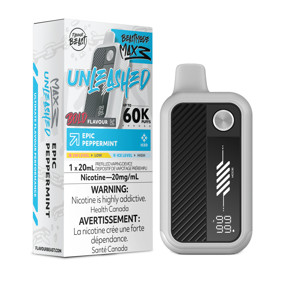 BEAST MODE MAX 3 UNLEASHED 60K EPIC PEPPERMINT ICED 20MG