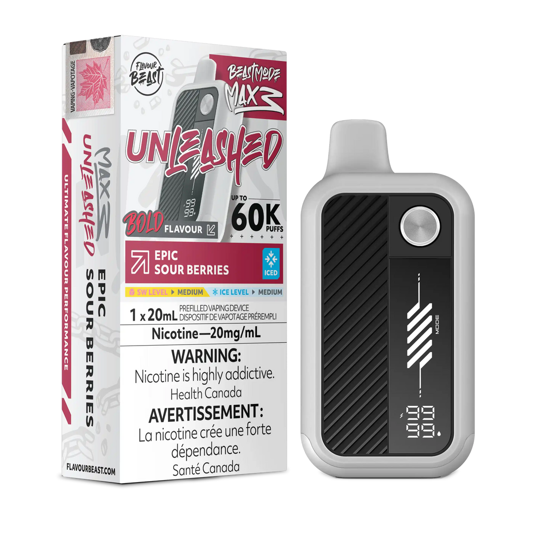 BEAST MODE MAX 3 UNLEASHED 60K EPIC SOUR BERRIES ICED 20MG