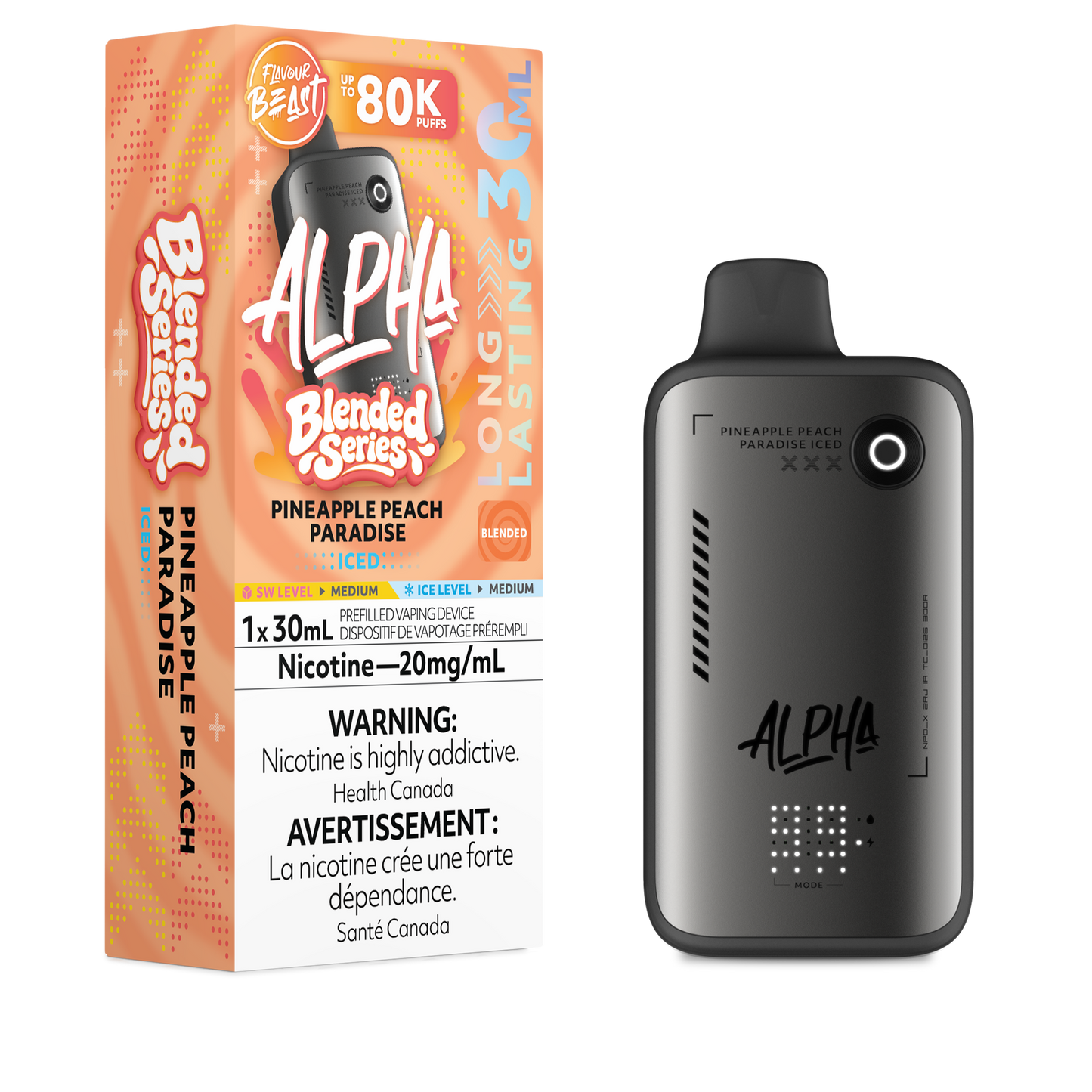 FLAVOUR BEAST ALPHA 80K PINEAPPLE PEACH PARADISE ICED 20MG