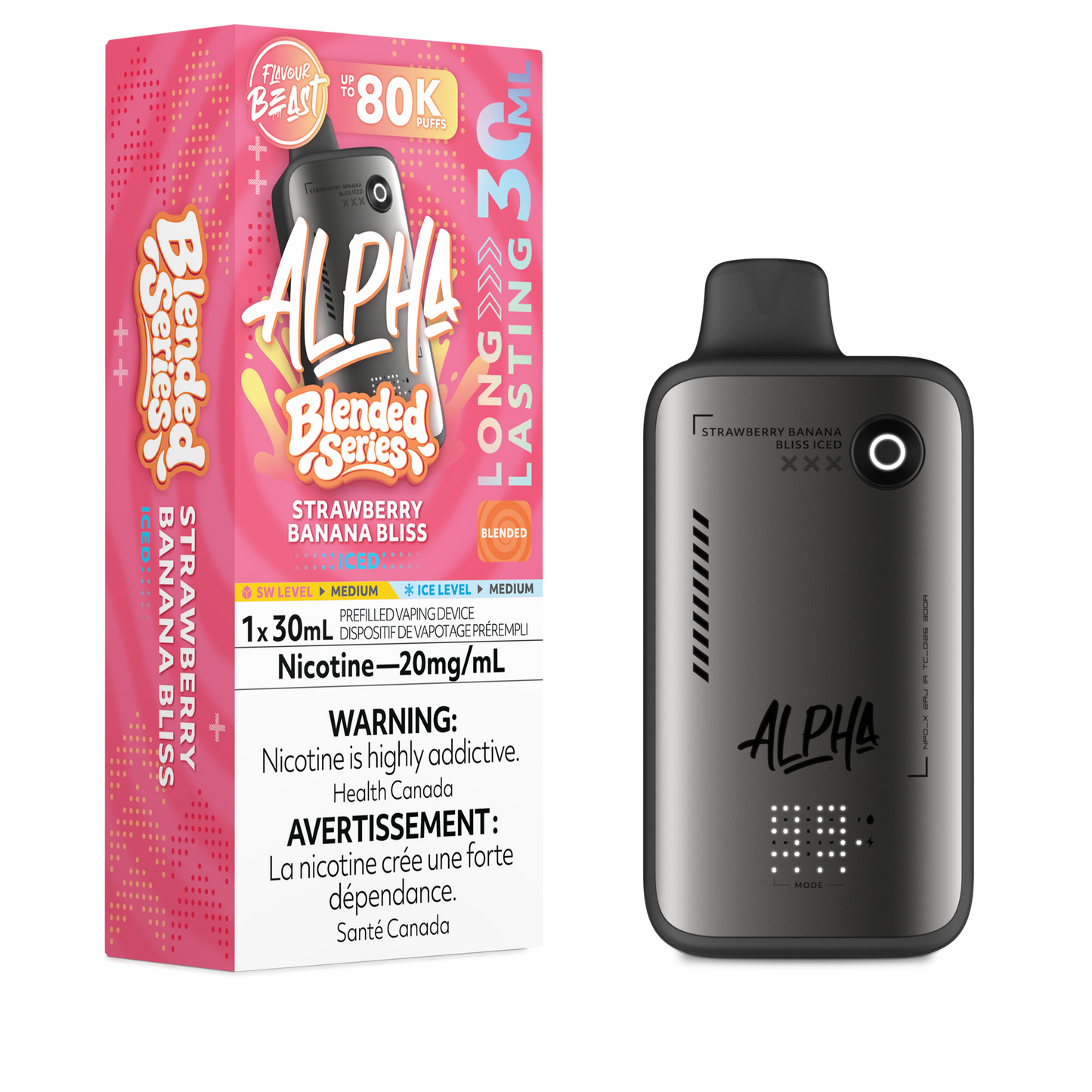 FLAVOUR BEAST ALPHA 80K STRAWBERRY BANANA BLISS ICED 20MG