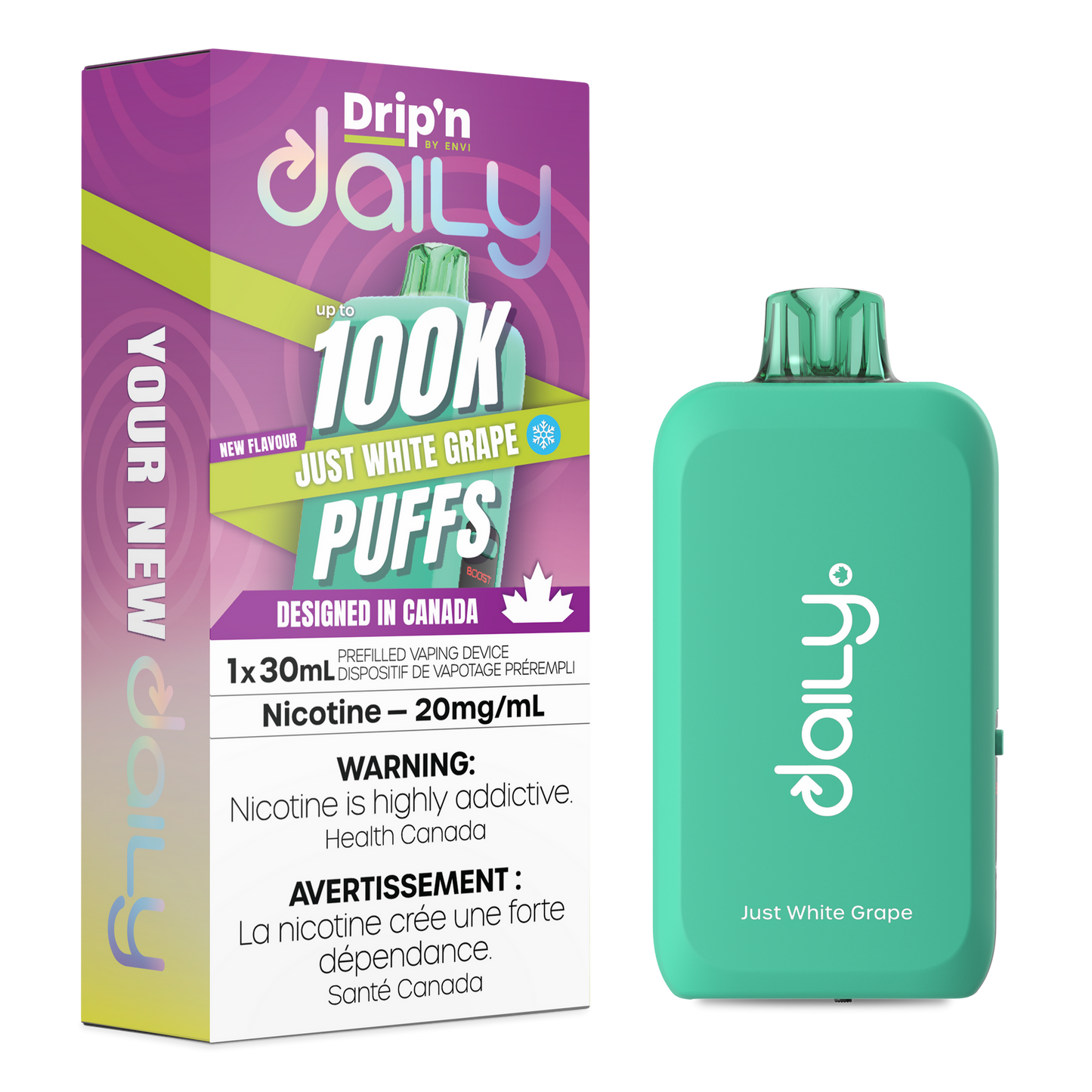 DRIP'N DAILY 100K JUST WHITE GRAPE ICED 20MG