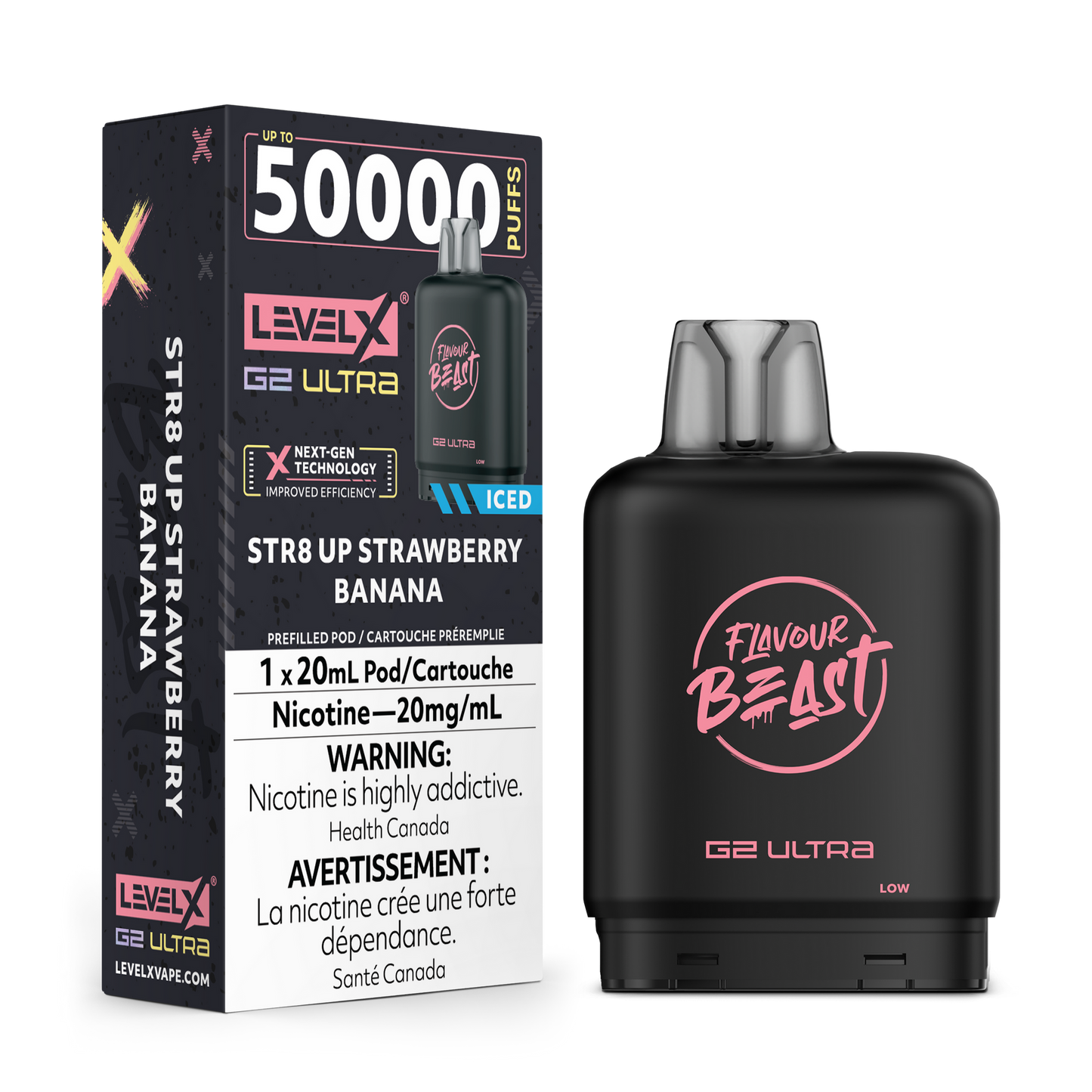 LEVEL X G2 ULTRA 50K STR8 UP STRAWBERRY BANANA ICED 20MG