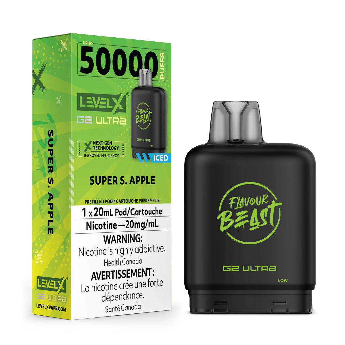 LEVEL X G2 ULTRA 50K SUPER SOUR APPLE ICE 20MG