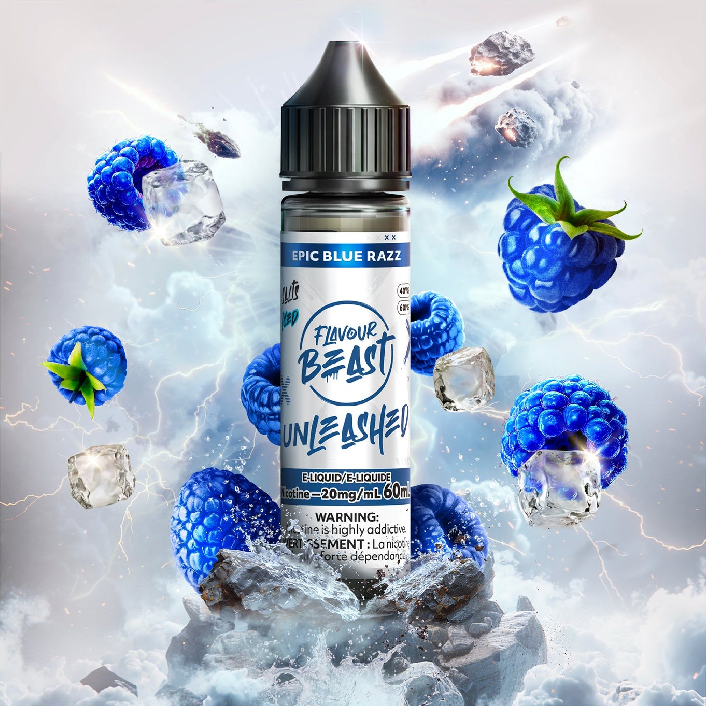 UNLEASHED 60ML EPIC BLUE RAZZ ICE 20MG