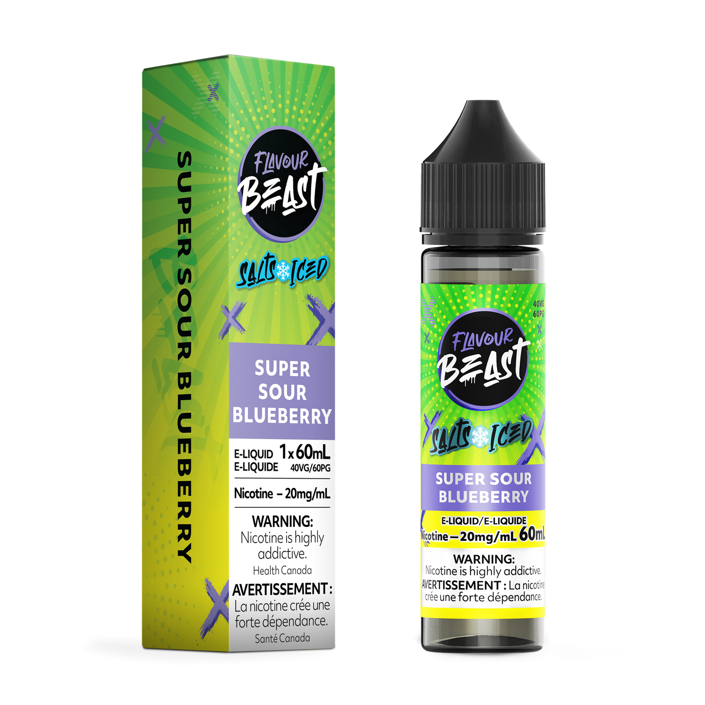 FLAVOUR BEAST 60ML SUPER SOUR BLUEBERRY ICED 20MG