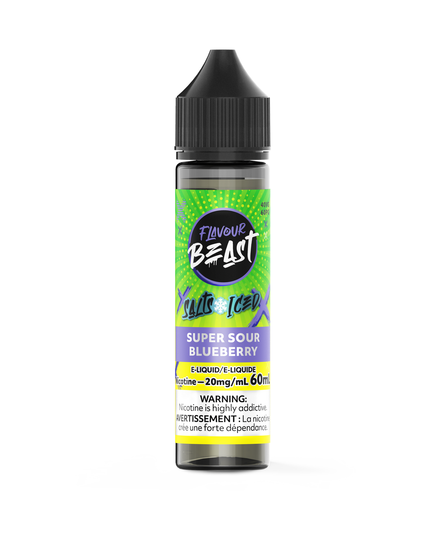 FLAVOUR BEAST 60ML SUPER SOUR BLUEBERRY ICED 20MG