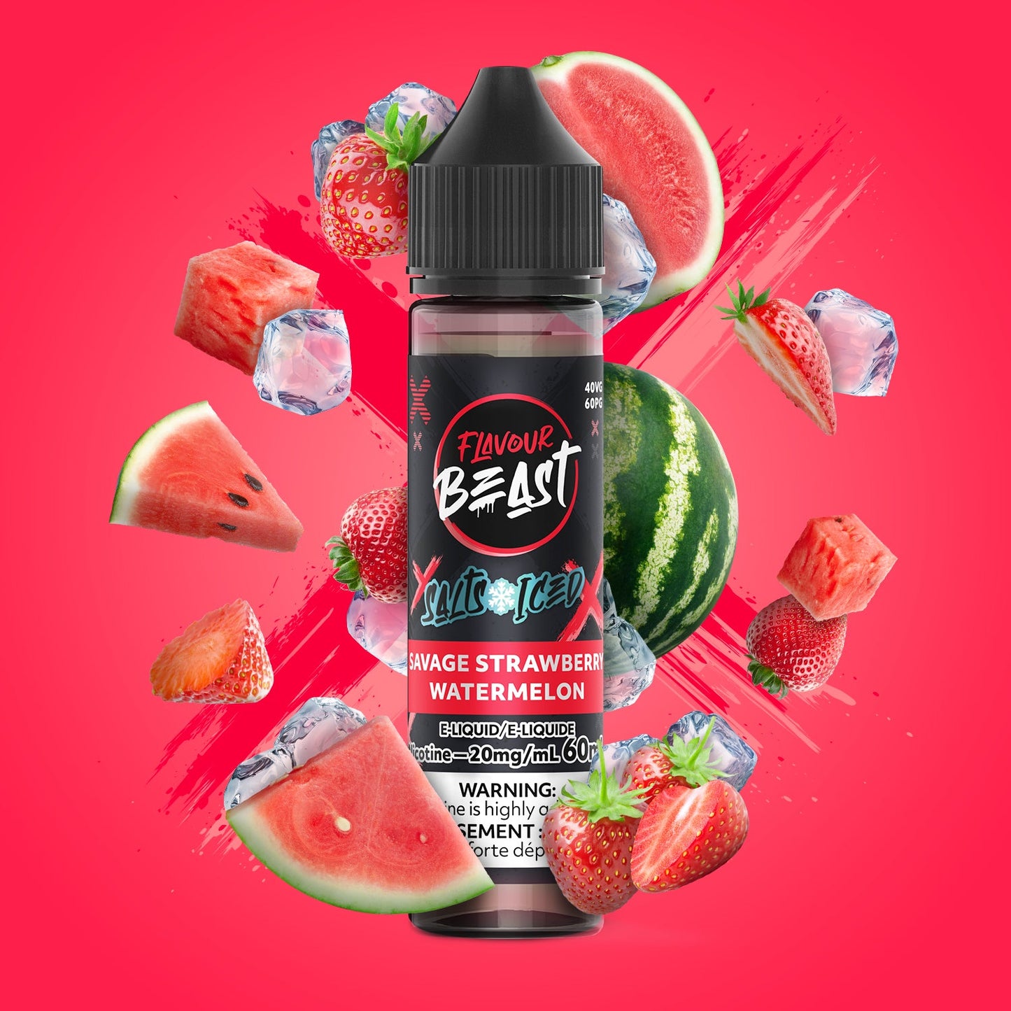 FLAVOUR BEAST 60ML SAVAGE STRAWBERRY WATERMELON ICED 20MG