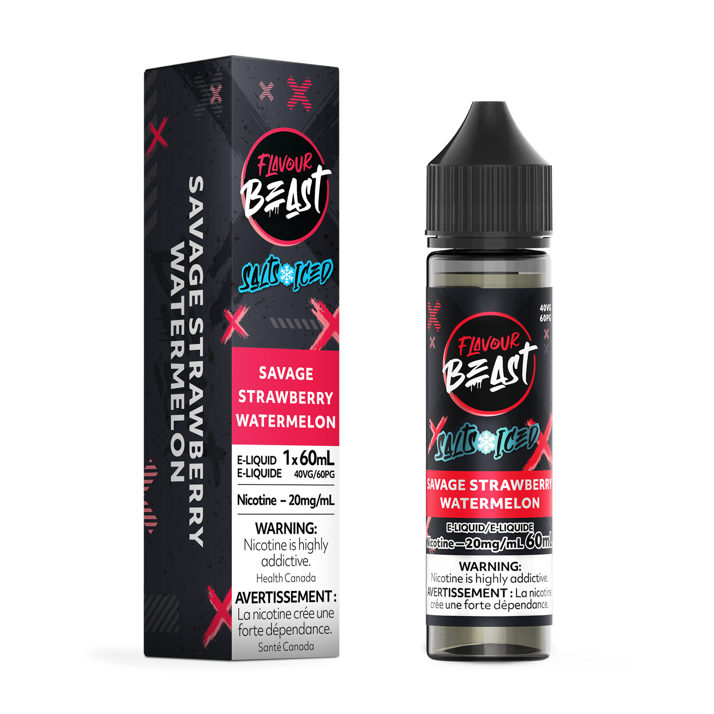 FLAVOUR BEAST 60ML SAVAGE STRAWBERRY WATERMELON ICED 20MG