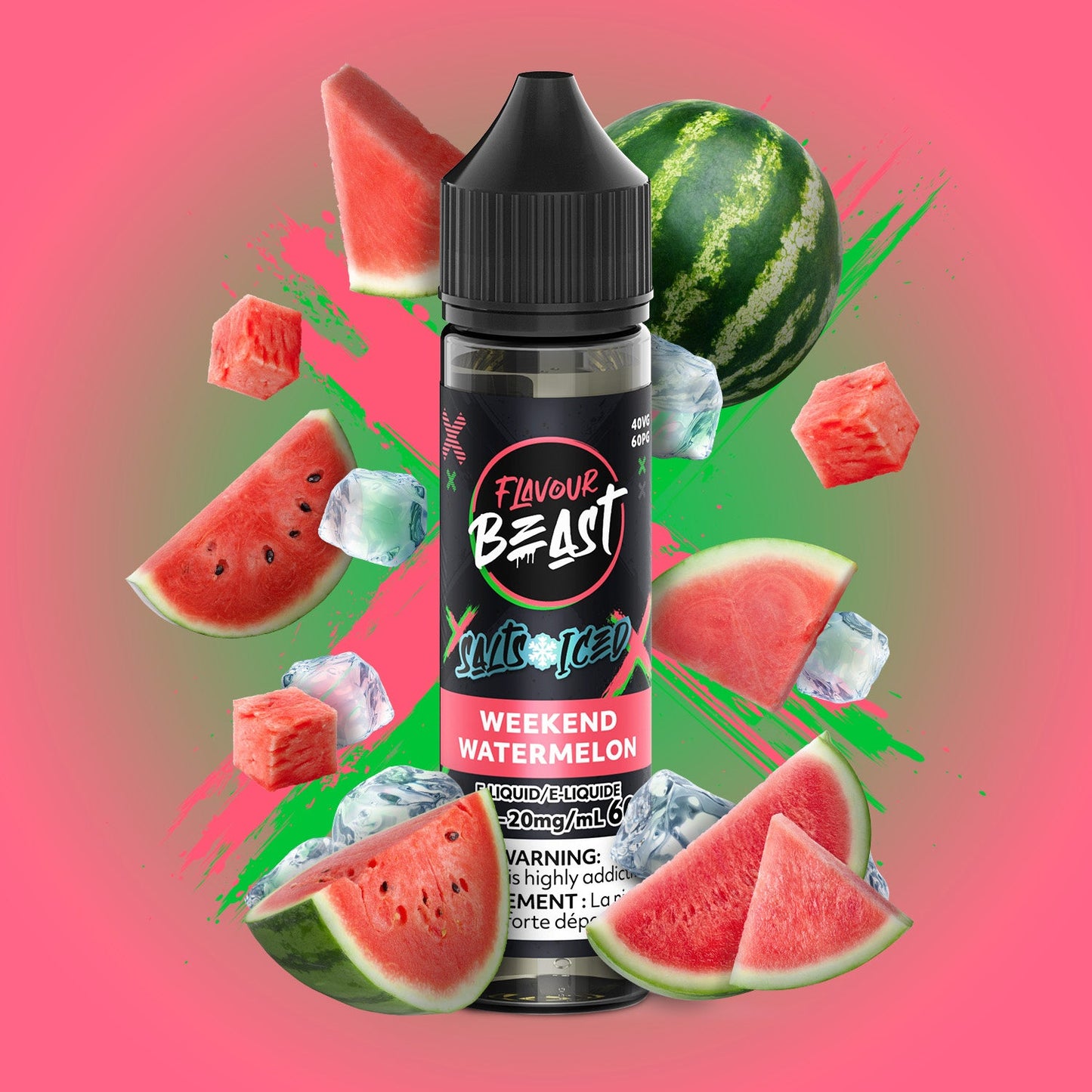 FLAVOUR BEAST 60ML WEEKEND WATERMELON ICED 20MG