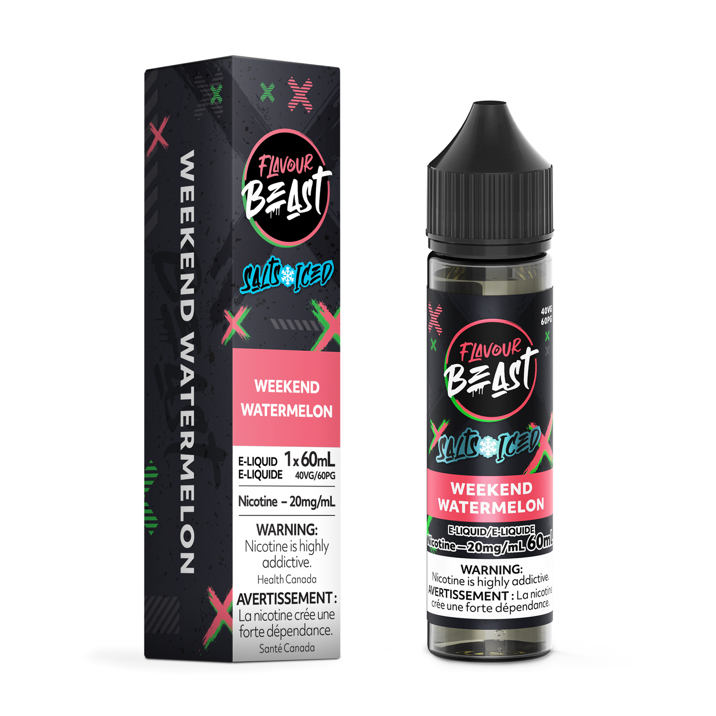 FLAVOUR BEAST 60ML WEEKEND WATERMELON ICED 20MG