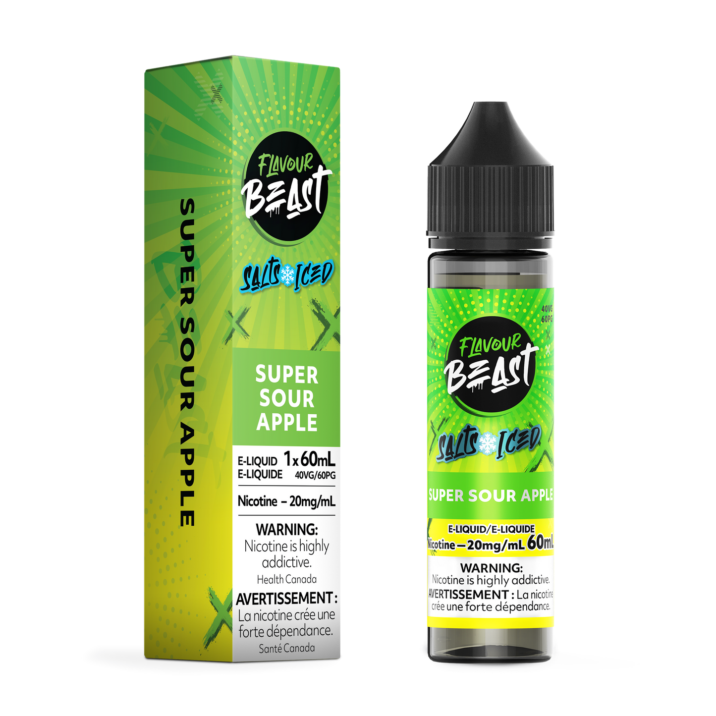 FLAVOUR BEAST 60ML SUPER SOUR APPLE ICED 20MG