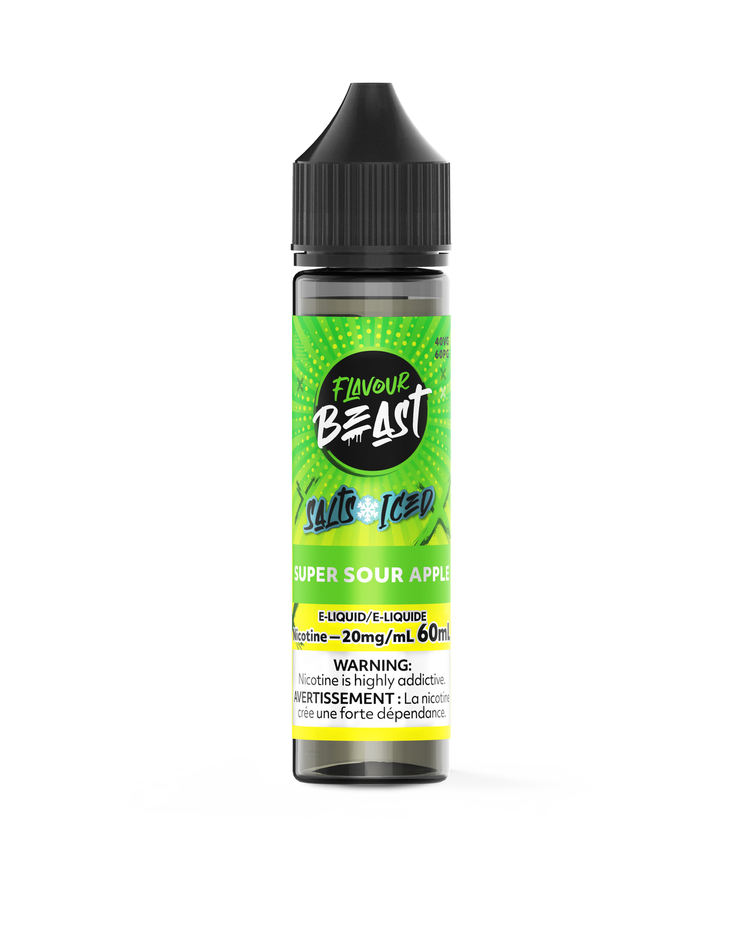 FLAVOUR BEAST 60ML SUPER SOUR APPLE ICED 20MG