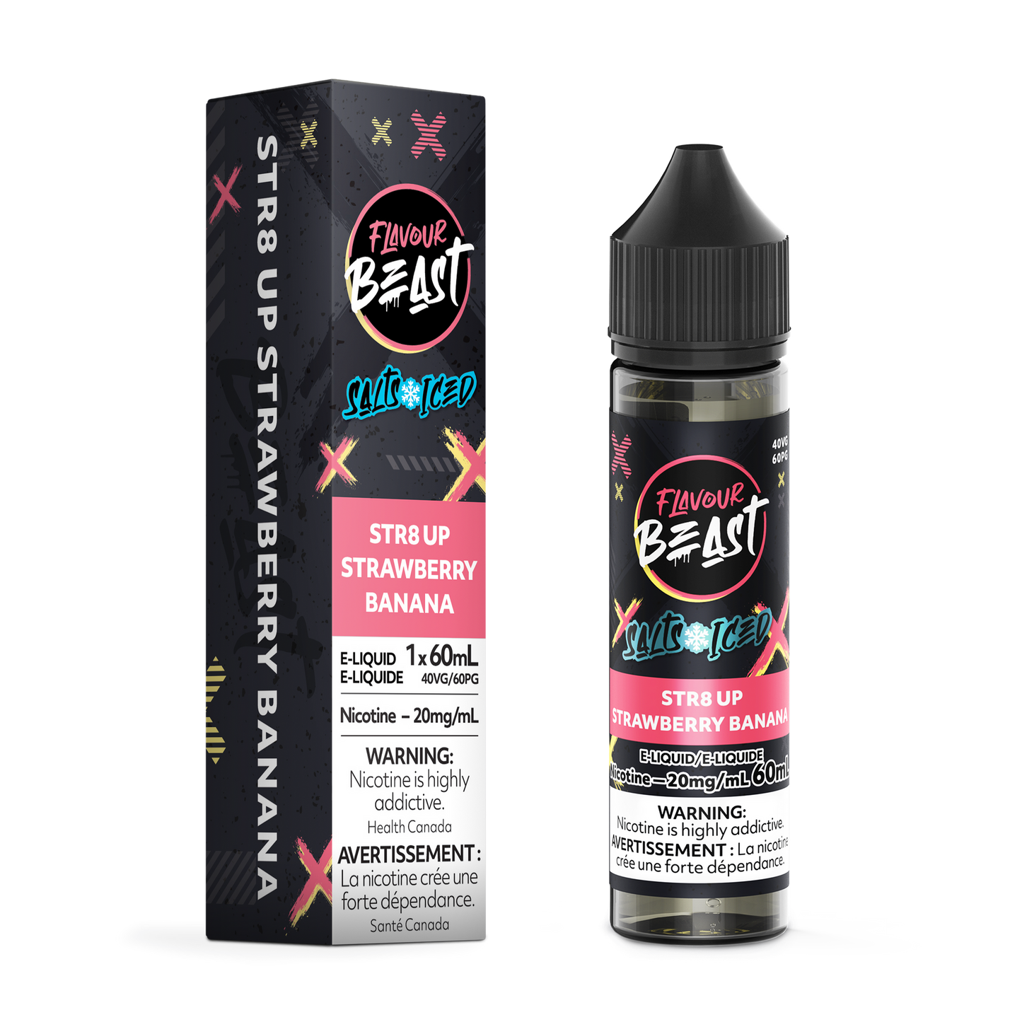 FLAVOUR BEAST 60ML STR8 UP STRAWBERRY BANANA ICE 20MG