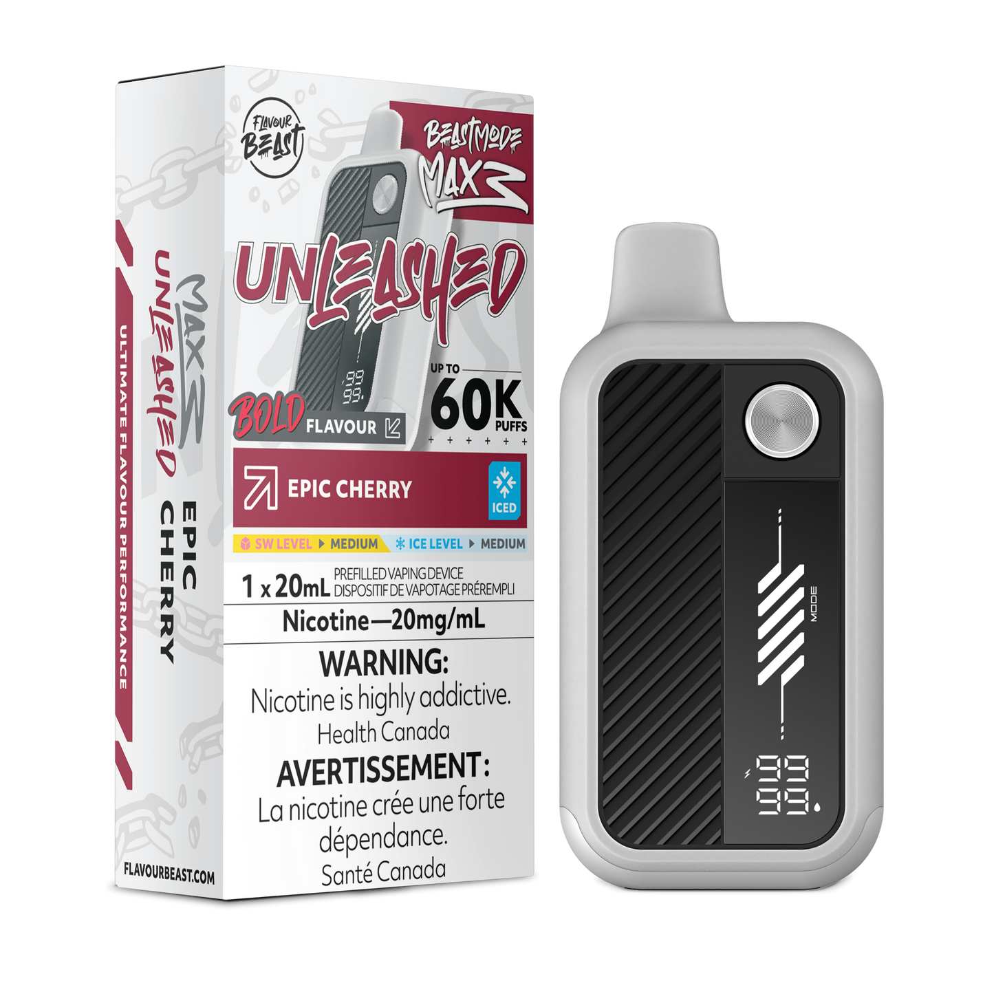 BEAST MODE MAX 3 UNLEASHED 60K EPIC CHERRY ICED 20MG